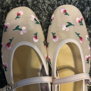 JCREW Floral Embroidered Mary Jane Mesh Shoes 7.5
